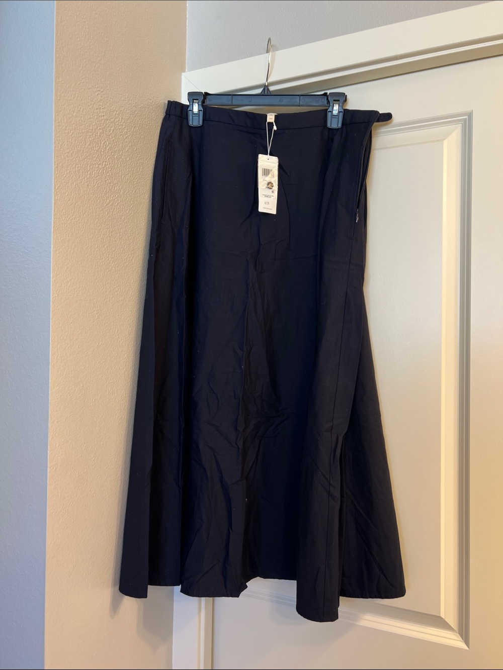Eileen Fisher Dark Navy Flared Cotton Skirt